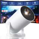 CLOKOWE Mini Projector with WiFi and Bluetooth, Built-in Apps, Smart Portable Projector with 180 Rotation, Auto Keystone, Support 1080P, Compatible with HDMI/USB/TV Stick/Smartphone/Laptop (White)