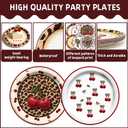 120PCS Cheetah Print Birthday Decorations Plates, Leopard Print Party Paper Plates Napkins and Cups, Leopard Cherry Theme Disposable Dinner Plate Tableware, Animal Print Plates Party Supplies Serve 30