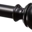 Amazon Basics Sturdy Adjustable Curtain Rod for Windows with Round Finials, 1-Inch, 72" to 144", Black, 1-Pack