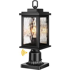 VIANIS Outdoor Post Lights, Dusk to Dawn Post Lights Outdoor,Black Post Lantern with Pier Mount Base, Waterproof Aluminum Body with Water Glass for Patio, Garden, Driveway