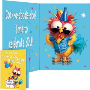 Cowboy Chicken Birthday Cards, Funny Birthday Card for Men Women Kids, MUSICAL & SHAKING Interactive Greeting Card with Envelope, Unique Hilarious Birthday Gift, 5.9 x 7.9 Inch
