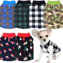 6 Pack Fleece Dog Sweater with Leash Ring Winter Dog Clothes for Small Medium Pets Pullover Vest for Walking Warm Soft Puppy Outfit for Cold Weather Christmas Pet Apparel(M,A Style)