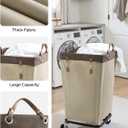 StorageWorks 160L Laundry Basket with Wheels, Large Rolling Hampers for Clothing Organizer, Dirty Clothes Basket for Hotel, Home, Closet, Dorm, Light Khaki