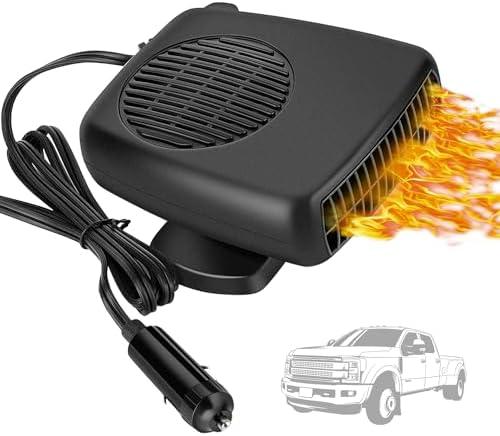 12V, 150W Portable Car Heater Fan with Dual Heating & Cooling, 30s Quick Defrost, 360° Rotatable for Windshield Demisting, fit Car Truck Van SUV (Cigarette Lighter Plug)
