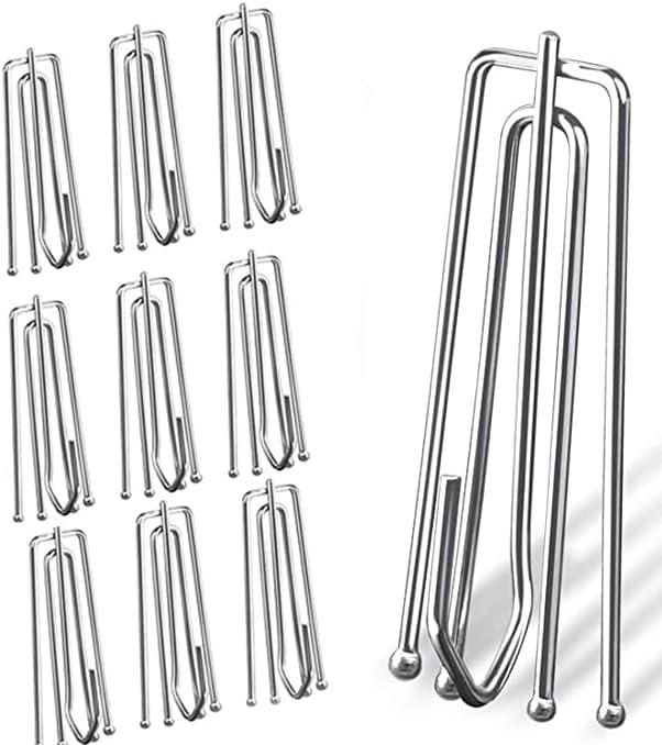 100 Pcs Stainless Steel Curtain Pleat Hook, Dveda Drapery Hooks Traverse Pleater, Curtain Pleater Tape Hooks, 4 Prongs Pinch Pleat Clips Hooks for Window Door Bathroom Curtain