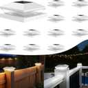 T-SUN Solar Fence Post Cap Lights 12 Pack  Outdoor Waterproof Solar Powered Deck Post Lights for 3.5x3.5 4x4 5.5x5.5 6x6 Vinyl/Wooden Posts  Warm/Cool White Modes for Porch,Yard,Walkway,Gate