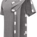 Deyeek Shoulder Post Surgery Recovery Shirts for Men Full Tear Away Short Sleeve T Shirt Adaptive Chemo Clothing (Gray, XXXL)