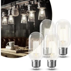 DORESshop 4 Pack LED Edison Bulbs, 4W Edison Light Bulbs, Antique LED Filament Bulbs 40W Equivalent, E26 Base,T45 LED Bulb with Clear Glass,Daylight 4000K Non Dimmable,Great for Home,Bedroom,Office