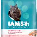 IAMS Proactive Health Indoor Weight Control & Hairball Care Adult Dry Cat Food, Salmon Recipe, 16 lb. Bag