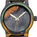 BOBO BIRD Men Wooden Watch Fashion Quartz Analog Wristwatch Colorful Handmade Wooden Watches for Men (Green-Wood)