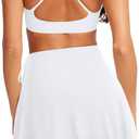 LASLULU Womens Flowy Tennis Skirt Mesh Workout Athletic Skirts with Pockets Shorts High Waisted Golf Skort Ballet Pickleball (White, L)