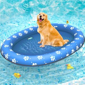 Pet Soft Dog Float Raft - Inflatable Dog Swimming Float for Summer (Paws) (Large (Pack of 1))