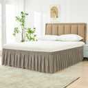 Biscaynebay Wrap Around Bed Skirts for King & Cal King Beds 15" Drop, Taupe Adjustable Elastic Dust Ruffles Easy Fit Wrinkle & Fade Resistant Silky Luxurious Fabric Machine Washable, Taupe 