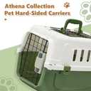 Athena Collection 18" Hard-Sided Travel Pet Carrier for Small Dogs and Cats, Plastic Dog Crate with 2-Door Top & Front Load, Ventilation, Security Lock, Cat Dog Carrier for Pet, up to 10lbs, Green