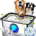 Large Dog Water Fountain SS304,12L Ultra-Purification Pet Drinking Dispenser with Visual Window,Widely Drinking Area,Deep Purification Filter,Triple Waterfall Structure,Low Water Indicator