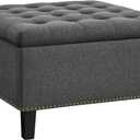 Yaheetech 28-inch Entryway Ottoman Bench with Storage, Multipurpose Foot Rest Sofa Stool in Dark Grey