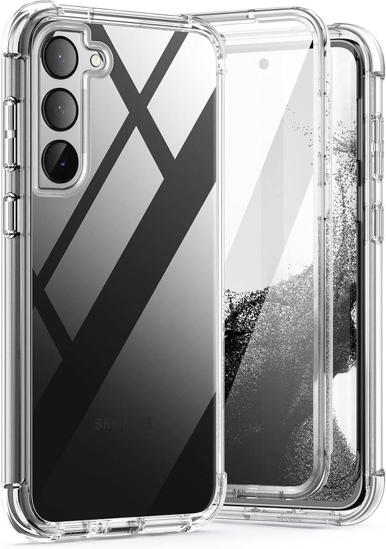 SURITCH for Samsung Galaxy S23+ Plus Clear Case 6.6" (Only), [Built-in Screen Protector] Full Body Protective Hard Shell+Soft TPU Phone Case for Samsung S23 Plus -(Full Clear)