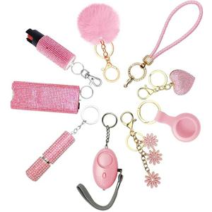 Wristlet Keychain Set with Wallet Card Holder and Pom pom Airtag Keychain Accessories for Women