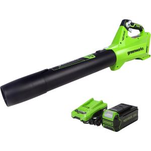 Greenworks 40V (120 MPH / 450 CFM / 75+ Compatible Tools) Cordless Axial Leaf Blower, 4.0Ah Battery and Charger Included