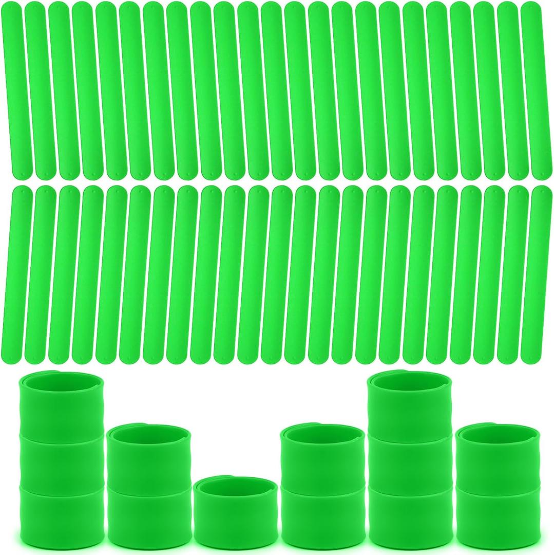 50PCS Silicone Slap Bracelets for Kids - Bulk DIY Craft Project Party Favors, Customizable Snap Bands for Birthdays, Halloween, Christmas, Classroom Prizes & Holiday Gifts(Green)