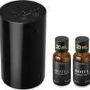 Airversa Waterless Essential Oil Diffuser Starter Kit with 2x20mL Luxury Hotel Fragrance Oils for Home Car Office, Battery Operated Mini Scent Air Machine Portable Diffuser, AN8KIT-B Black