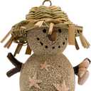 Needzo Christmas Sand Snowman Ornament for Holiday Tree, Hanging Beach Figurine with Straw Hat and Seashells, Coastal Home Decor, 4 Inches