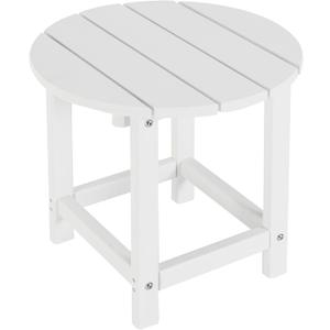 LZRS Round Adirondack Patio Side Table End Table, Outdoor Side Tables for Patio, Backyard,Pool, Indoor Companion, Easy Maintenance & Weather Resistant(White)