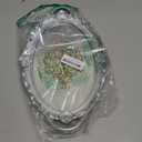 Yamfurga Oval Printed Decorative Mirror Tray, French Style, Mirror, Makeup Organizer, Jewelry Organizer, Serving Tray, 9.8"x 14.6", Silver