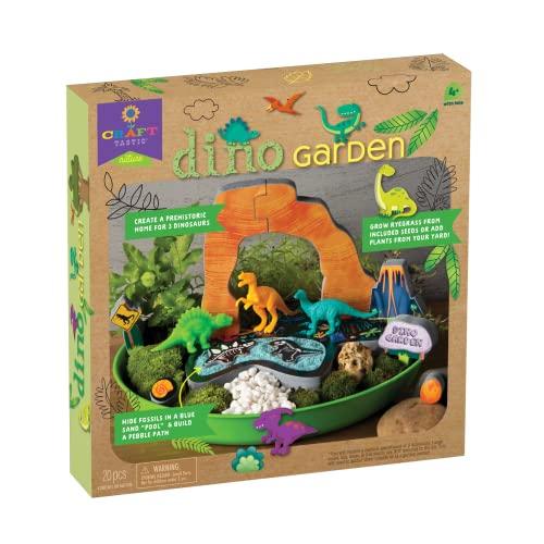 Craft-tastic Dino Garden DIY Nature Craft Kit Outdoor and Indoor Grow and Play Comes with Dinosaurs, Seeds, and Garden Decorations for Ages 4+ with Help