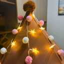 ChiRee Indoor String Lights 6.56 Feet Pom Poms Star Lights 20 LED Battery Operated String Fairy Lights Warm White Star Lights Colorful Decor Lights for Home Bedroom Kids Playhouse Holiday Christmas