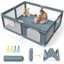 Foldable Baby Playpen - 71"59" Collapsible Play Pen for Babies and Toddlers - Indoor Outdoor Foldable Play Yard with 4 Handles - Folding Baby Playpen with Bag Portable Travel Play Yard