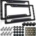 BGGTMO American Flag License Plate Frames- 2 Pack Black Grey Patriotic USA Aluminum Car Tag Holder Cover for Front Rear, with Screws Caps (Dark Gray Aluminum)