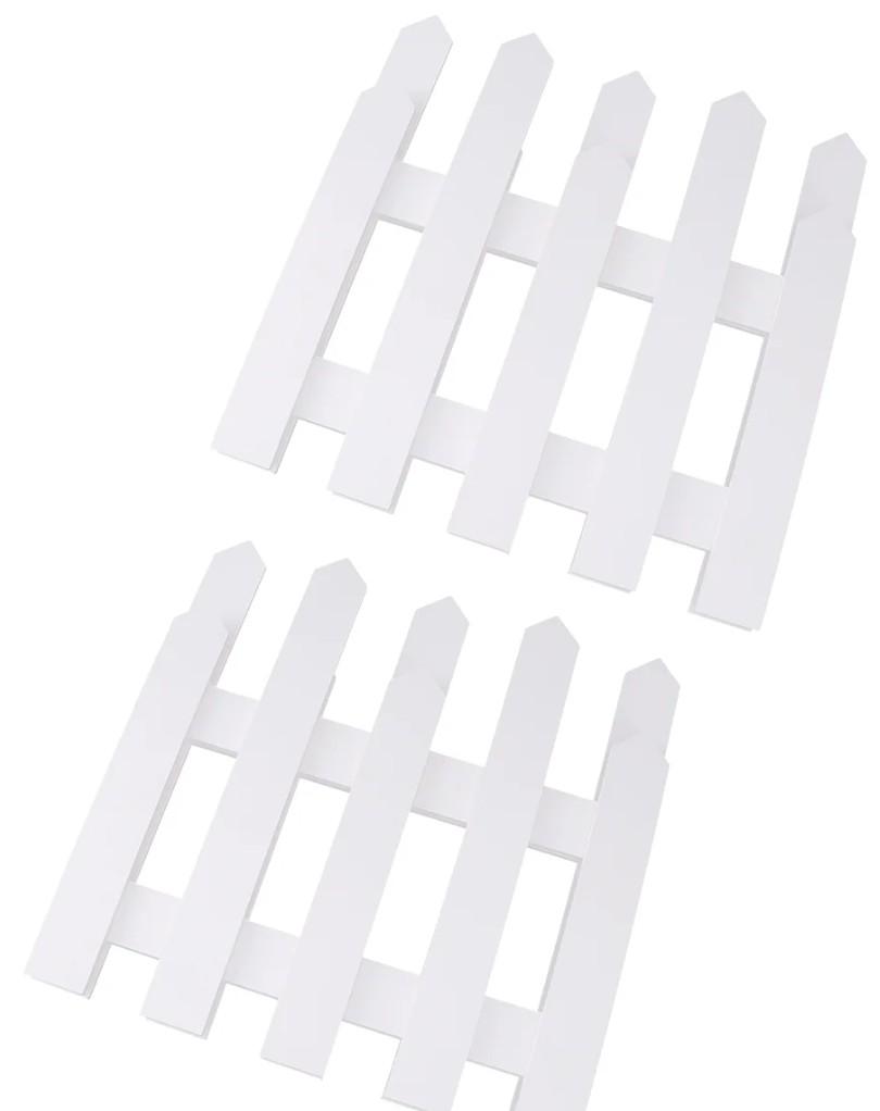 Raindrops Decorative Fences Beige Wood Plastic Uneven Edging Solid Log Fence For Garden Use, 1 Set, 47.2x11.8in