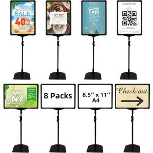 Sign Holder Stand,Sign Stand for Display,Adjustable Sign Holders For Table TopTable Sign Holders 8.5 x 11,8 Packs,Black