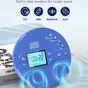 Sunoony Portable CD Player with Bluetooth, Disman CD Player for Car with FM Transmitter, Rechargeable Personal cd Player with Anti-Skip Protection, Headphones, AUX/USB Supported, LCD(Blue)