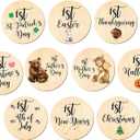 My First Holiday Milestone Cards, Baby Milestone Holiday Wood Discs Marker, Wood Milestone Card, Baby Milestones, Photo Prop(Holiday)