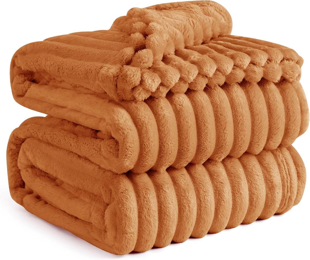 Bedsure GentleSoft Queen Blanket for Bed - Cozy Soft Fall Blankets for Women, Cute Large Fall Throws for Girls, Orange, 90x90 Inches
