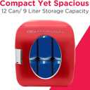 Frigidaire Retro Mini Personal Fridge Cooler, Holds 9L or 12 Cans, Portable for Car, Office, Bedroom, Dorm Room, or Cabin, Features Plugs for Home Outlet & 12V Car Charger - 10"D x 7"W x 10.5"H, Red, standard