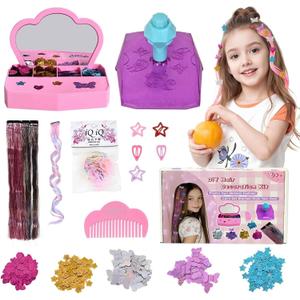 Hair Gem Stamper Kit for Girls Ages 6-15-600+ Hair Gems & Glitter Patches, No-Glue Bedazzler Tool, Reusable Princess Hair Accessories, DIY Craft Gift for Kids Birthday Christmas Easter