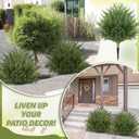 CroBlissful 4 Pack Artificial Cedar Ball Shrubs for Spring Porch Decor, 24 Outdoor Faux Evergreen Plants with Ground Spike, UV Resistant Front Door Entryway Garden Greenery