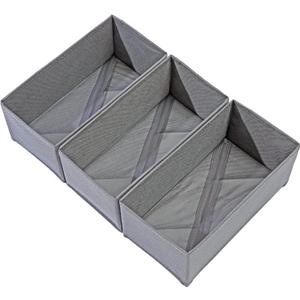 Sock Drawer Organizer Set of 2 Pack Gray, 11' Small Collapsible Fabric Underwear Dividers, Closet Cabinet Dresser Storage Bins for Panties Stockings Leggings