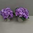 Purple Flower Table Centerpieces, Set of 6, Hydrangeas | Floral Arrangement Artificial Wedding Floral with Rustic Metal Vase for Bridal Tea Party Event Decorations