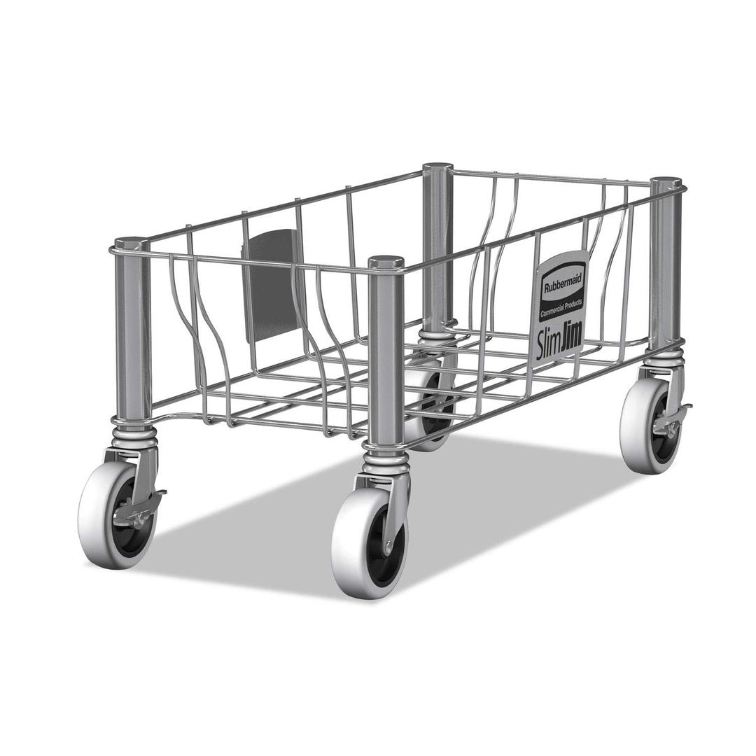 Rubbermaid Commercial Products SLIM JIM Single Trash/Garbage Can/Bin Dolly for Use with 16/23 GAL Vented Slim Jim Containers for Kitchens/Classrooms/Offices/Back of House Stainless Steel