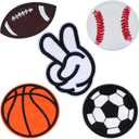 3Pcs Patch Sports Ball Logo Embroidery Patchs, Baseball Soccer Basketball Football Patches Iron On/Sew On - Appliques Patchs for Jacket Backpack Jeans Hats Clothes DIY Patches