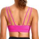Sports Bras for Women, Medium-High Support Strappy Padded Running Sports Bras with Removable Cups (Pink, L)