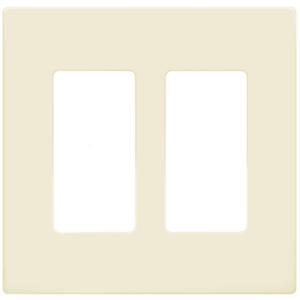 2 x ENERLITES Screwless Decorator Wall Plate Child Safe Outlet Cover, Size 2-Gang 4.68" H x 4.73" L, Unbreakable Polycarbonate Thermoplastic, SI8832-LA, Glossy, Light Almond