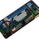 2 x Black Cat Perched on a Windowsill Gaming Mouse Pad with Non-Slip Rubber Base, Large Kawaii Anime Mousepad with Stitched Edges, Long Keyboard Mat for Laptop and Mouse, 31.5 x 11.8 inches