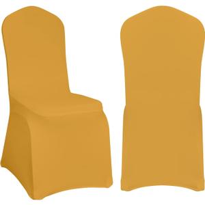 EMART 20PCS Chair Covers, Gold Spandex Seat Covers for Party Wedding Banquet, Universal Standard Stretch Chair Slipcovers Protector