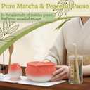 8 Pcs Matcha Whisk Set Chasen Matcha Whisk Bamboo Bowl with Spout Sifter Spoon Scoop Whisk Holder Bamboo Mat Complete Matcha Making Kit (Red Petal)