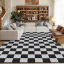 GarveeHome Checkered Dark 6x9 Area Rugs Geometric Diamond Dot Modern Soft Low-Pile Rug for Bedroom Nursery Living Room Entryway Non-Slip TPE Backing